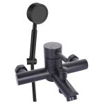 Смеситель для ванны ARGOtech Solid черный однорычажный с коротким изливом с лейкой (35-05 SOLID black)