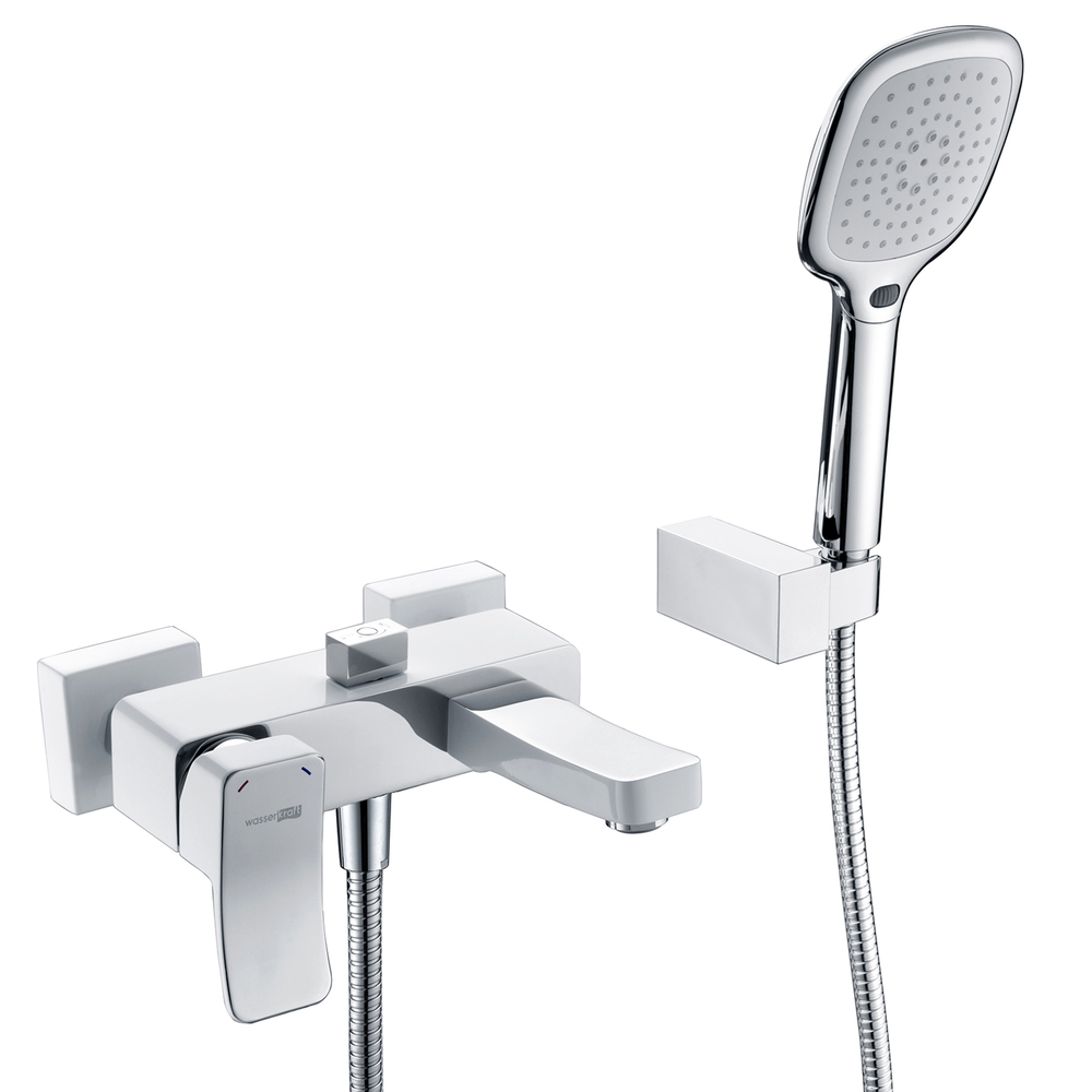 original-10264.jpg Смеситель для ванны WasserKraft Aller White белый/хром однорычажный с коротким изливом с лейкой (1061W) — изображение 1