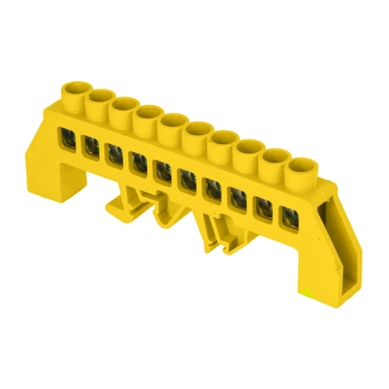 original-10412.jpg Шина нулевая в нейлоновом корпусе на DIN-рейку EKF PROxima 8х12 мм 10 отверстий желтая (20 шт.) (sn0-125-10-dpe) — изображение 1