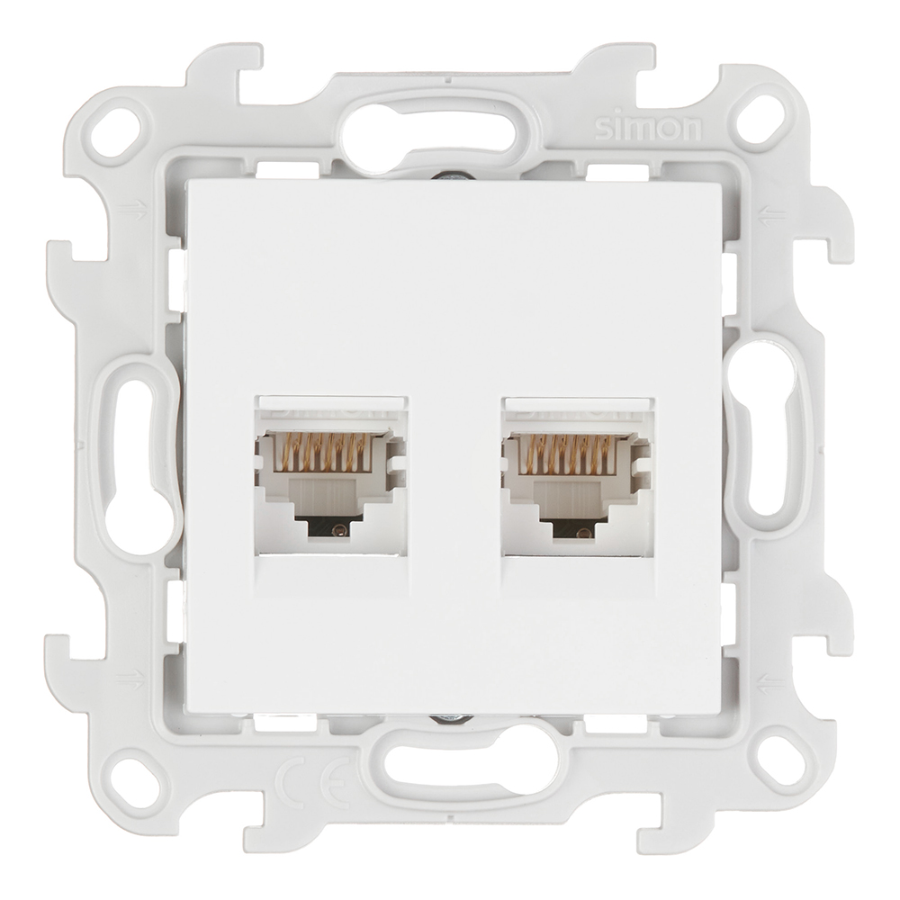 original-1042.jpg Розетка компьютерная Simon 24 Harmonie встраиваемая белая 2хRJ45 (2450593-030) — изображение 1