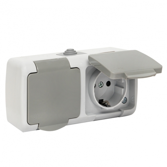 original-10431.jpg Розетка EKF Мурманск накладная серая со шторками с крышкой (EFR16-129-30-54) — изображение 1