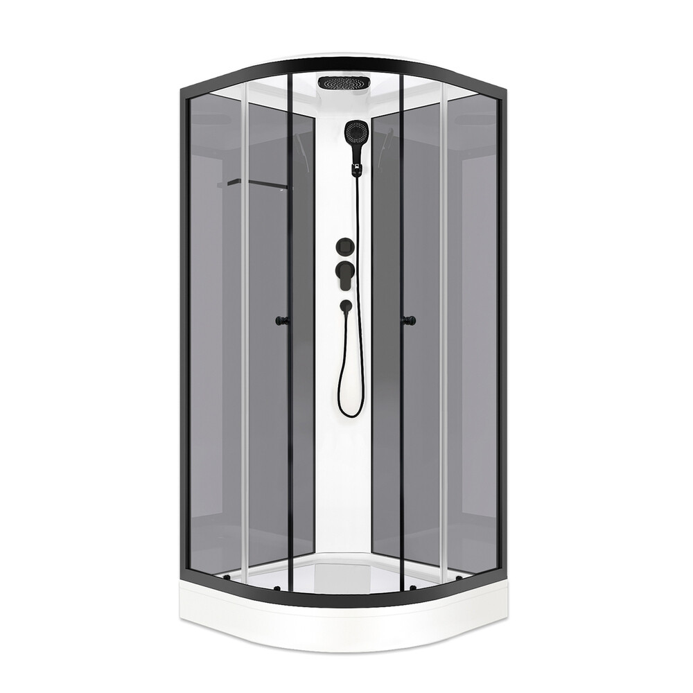 original-10626.jpg Душевая кабина Domani-Spa Delight Slim 90х90х218 см стекло прозрачное 4 мм с низким поддоном полукруг — изображение 1