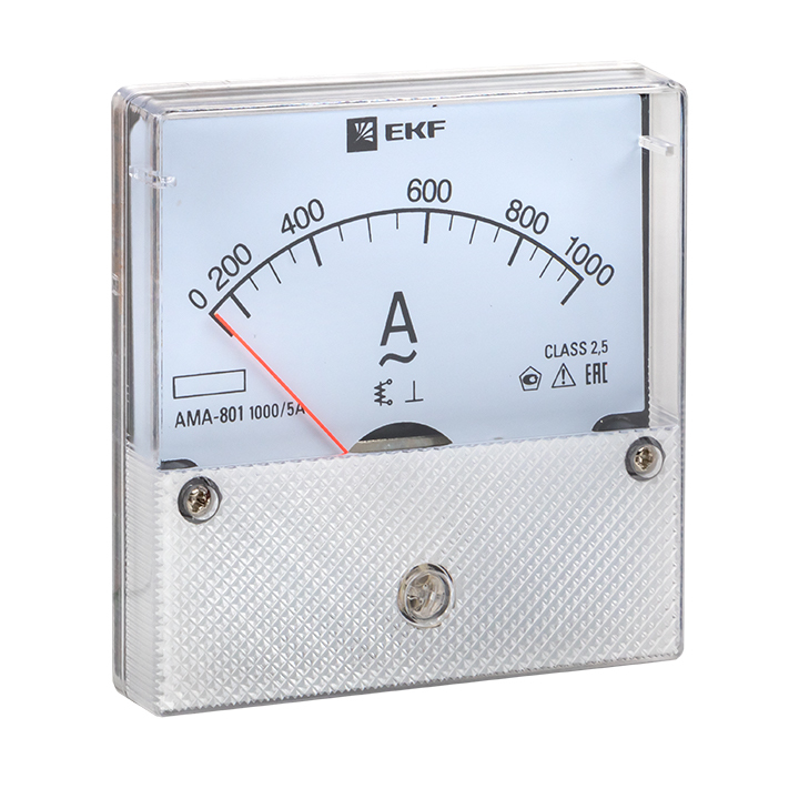 original-10693.jpg Амперметр аналоговый EKF PROxima AMA-801 80х80 мм IP20 1000 А трансформаторное подключение на 5 модулей (ama-801-1000) — изображение 1