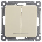 Выключатель Hegel Master двухклавишный встраиваемый слоновая кость с подсветкой (ВС10-452-01)