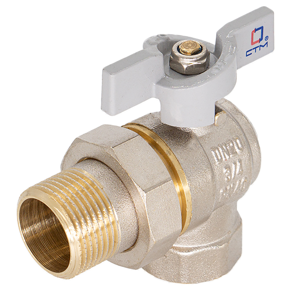 original-11152.jpg Кран шаровой латунный СТМ Стандарт 3/4 ВР(г) х 3/4 НР(ш) бабочка с накидной гайкой угловой (CWALM034) — изображение 1