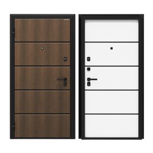 Дверь входная DoorHan Премиум Модерн левая калабрия коричневый - малибу белый 980х2050 мм