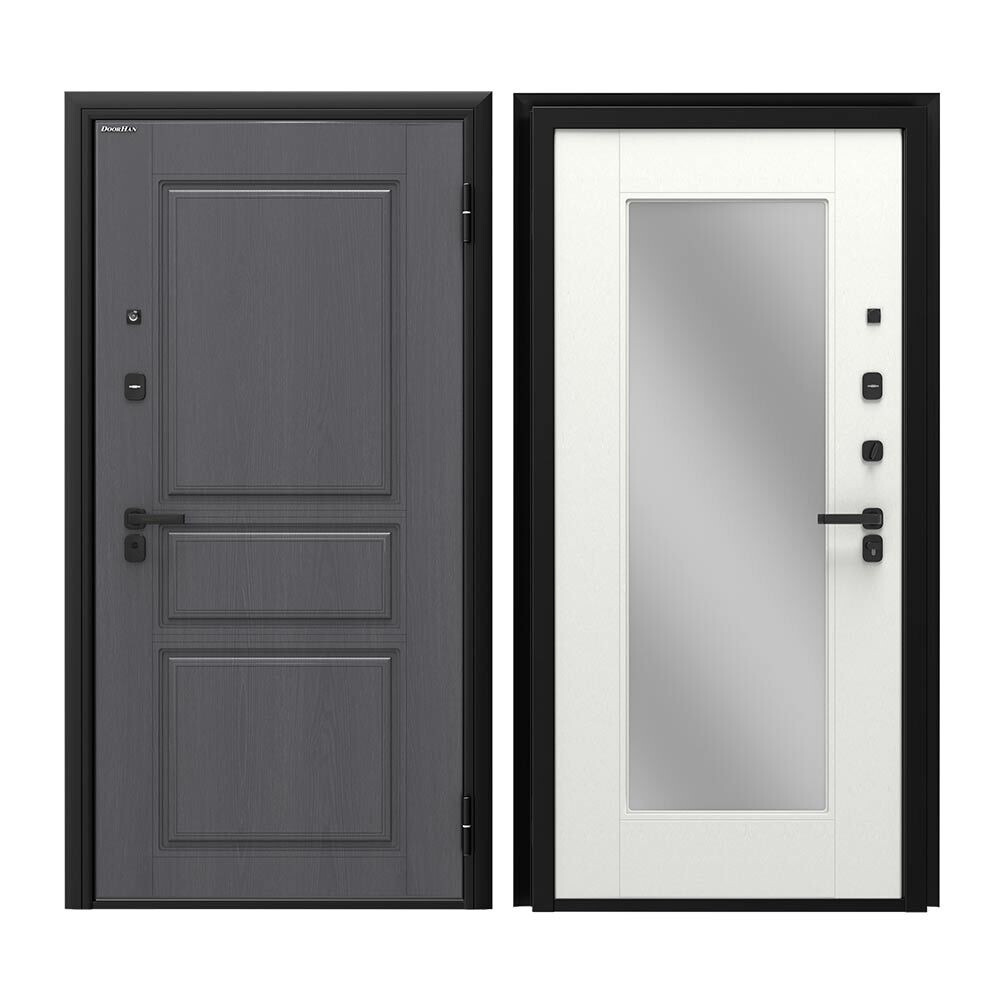 original-11223.jpg Дверь входная DoorHan Премиум Квадро правая вуддуб графит - малибу белый с зеркалом 880х2050 мм — изображение 1