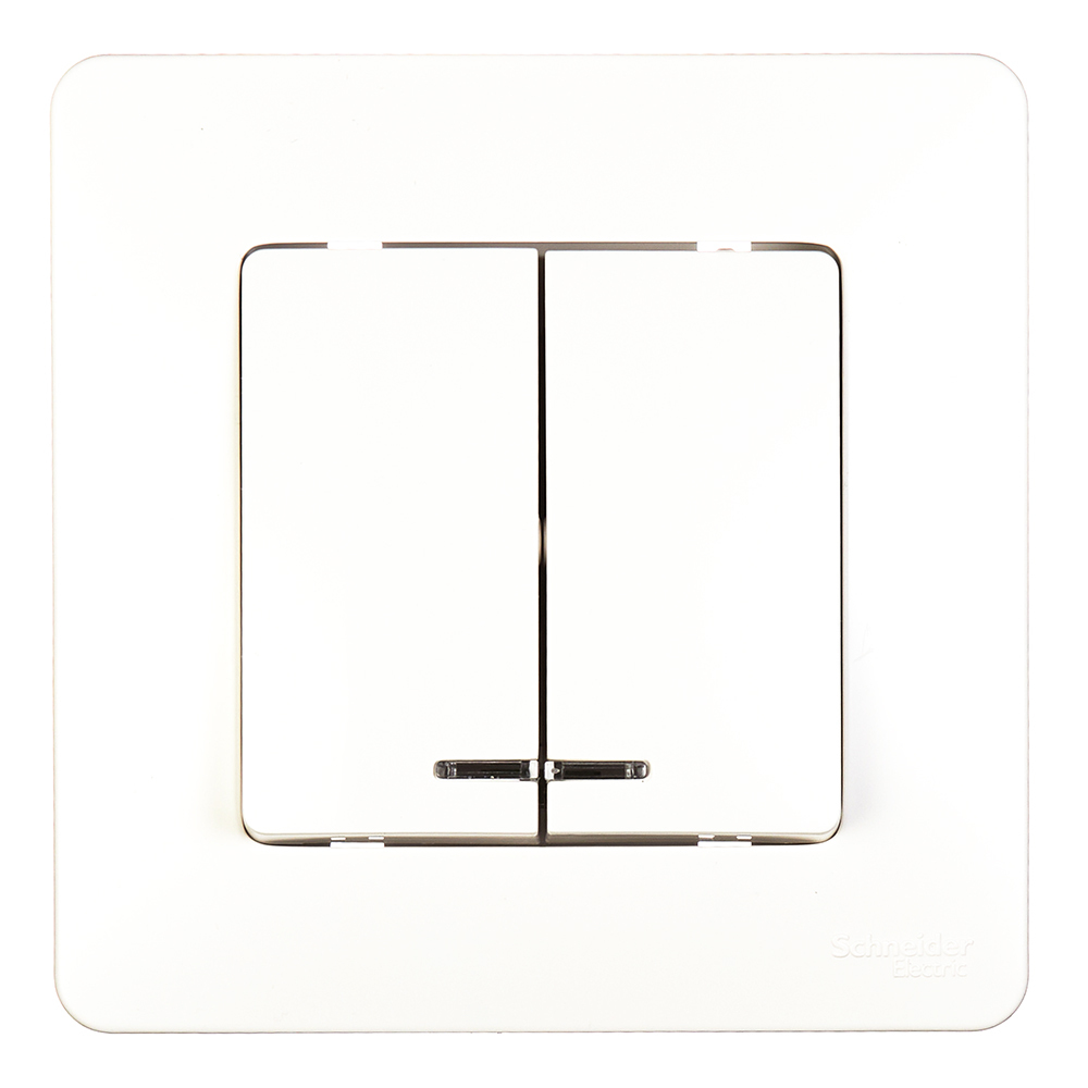 original-11228.jpg Выключатель Systeme Electric Blanca двухклавишный встраиваемый белый с подсветкой (BLNVS010511) — изображение 1