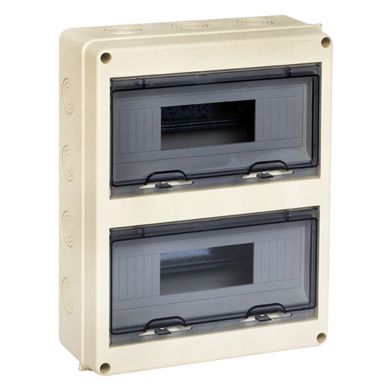 original-11263.jpg Щит распределительный навесной EKF PROxima ЩРН-ПГ-24 пластиковый IP65 354х272х109 мм 24 модуля прозрачная дверь серый — изображение 1