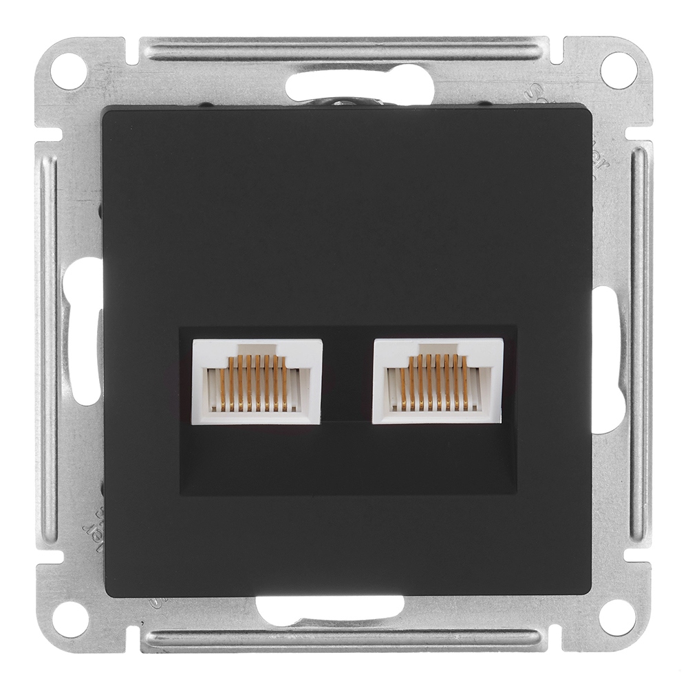 original-11313.jpg Розетка компьютерная Systeme Electric AtlasDesign встраиваемая карбон 2хRJ45 (ATN001085) — изображение 1