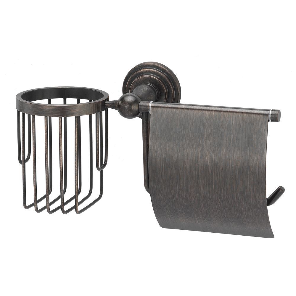 original-11362.jpg Держатель для туалетной бумаги WasserKraft Isar с крышкой металл/пластик бронза (K-7359) — изображение 1