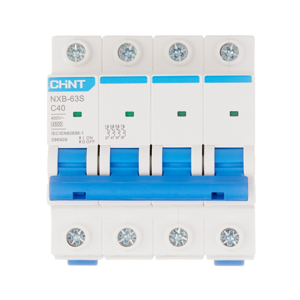 original-11802.jpg Автоматический выключатель модульный Chint NXB-63S 4P 40А тип C 4,5 кА 400 В (296909) — изображение 1