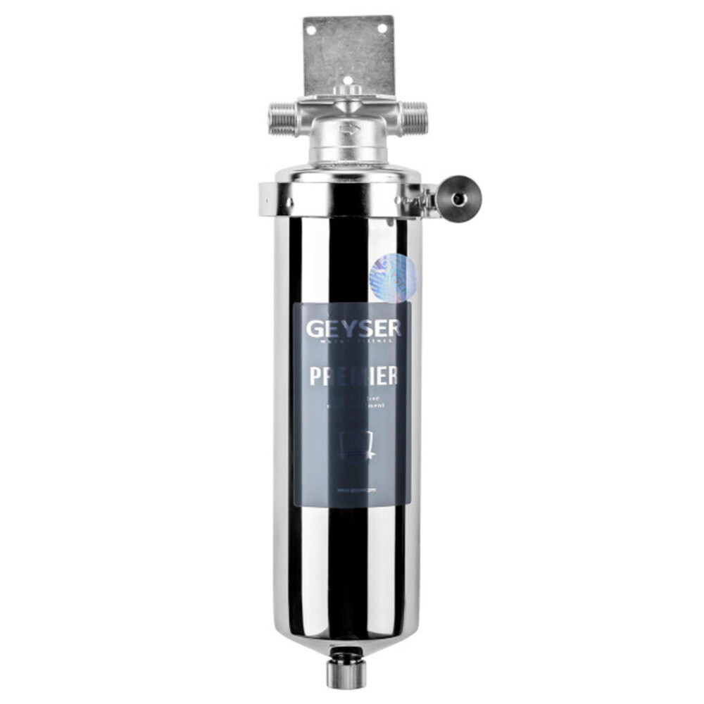 original-11862.jpg Корпус фильтра Гейзер Премьер для холодной и горячей воды нержавеющая сталь 10SL 3/4 НР(ш) х 3/4 НР(ш) серый — изображение 1