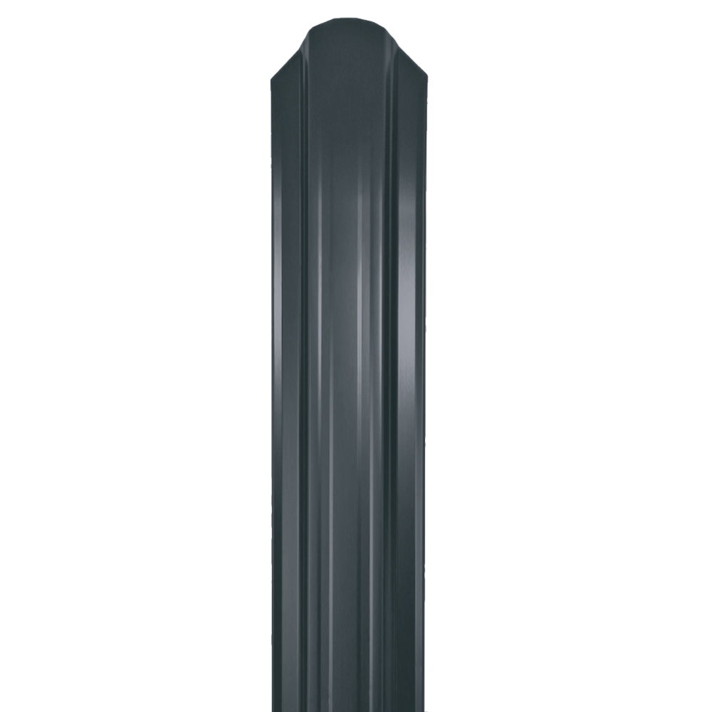 original-11941.jpg Евроштакетник двухсторонний П-образный 0,45 мм 118х1500 мм графитовый серый RAL 7024 фигурный срез — изображение 1
