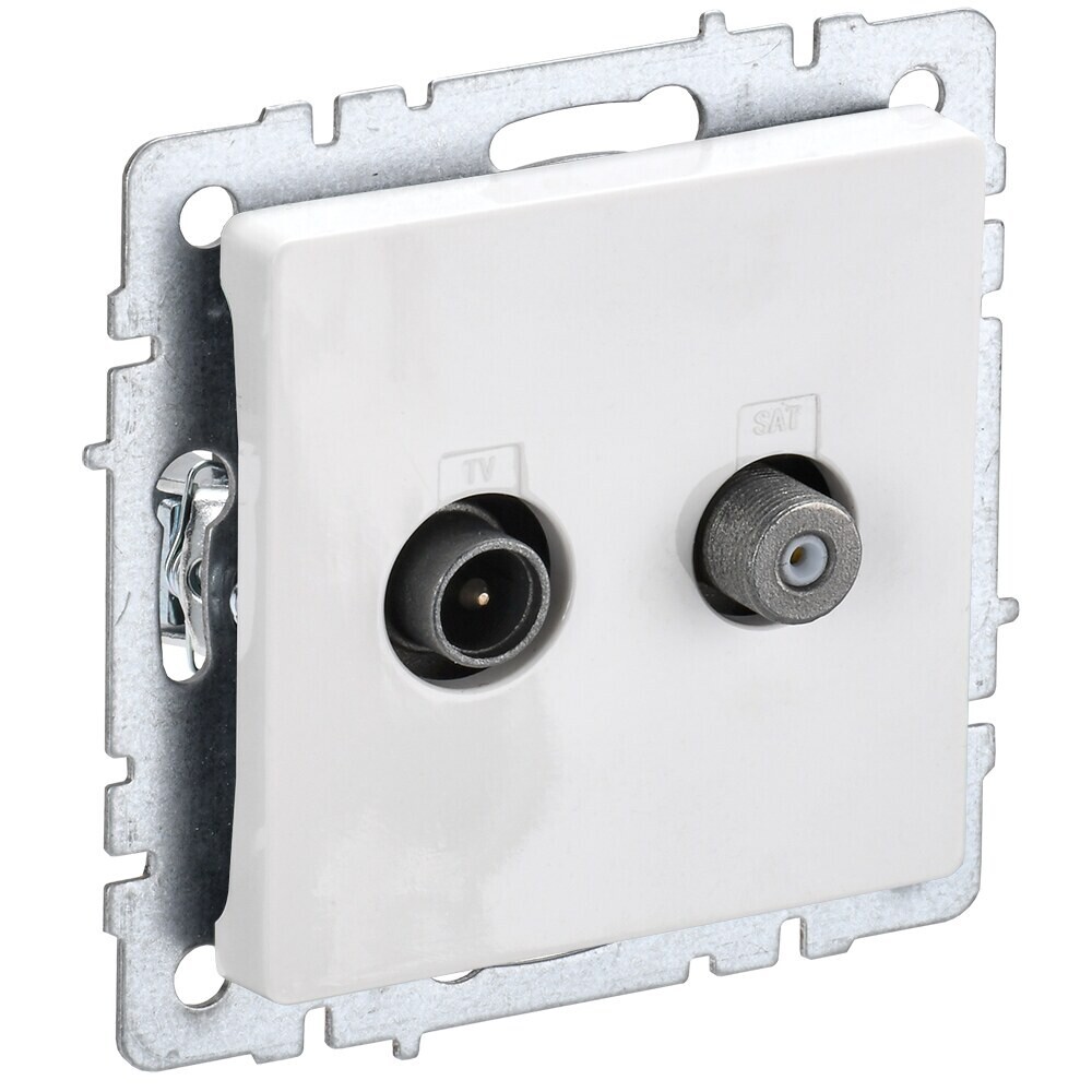 original-12015.jpg Розетка телевизионная/ SAT IEK Brite РТВ-РСп12-БрБ встраиваемая белая (BR-AF20-O-K01) — изображение 1