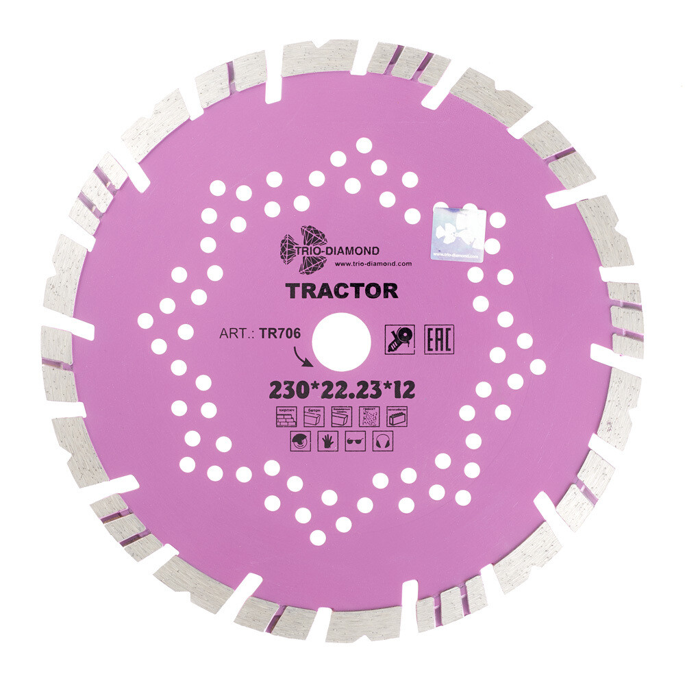 original-12026.jpg Диск алмазный по армированному бетону Trio-Diamond Tractor 230х22,2х2,5 мм турбосегментный сухой рез (TR706) — изображение 1