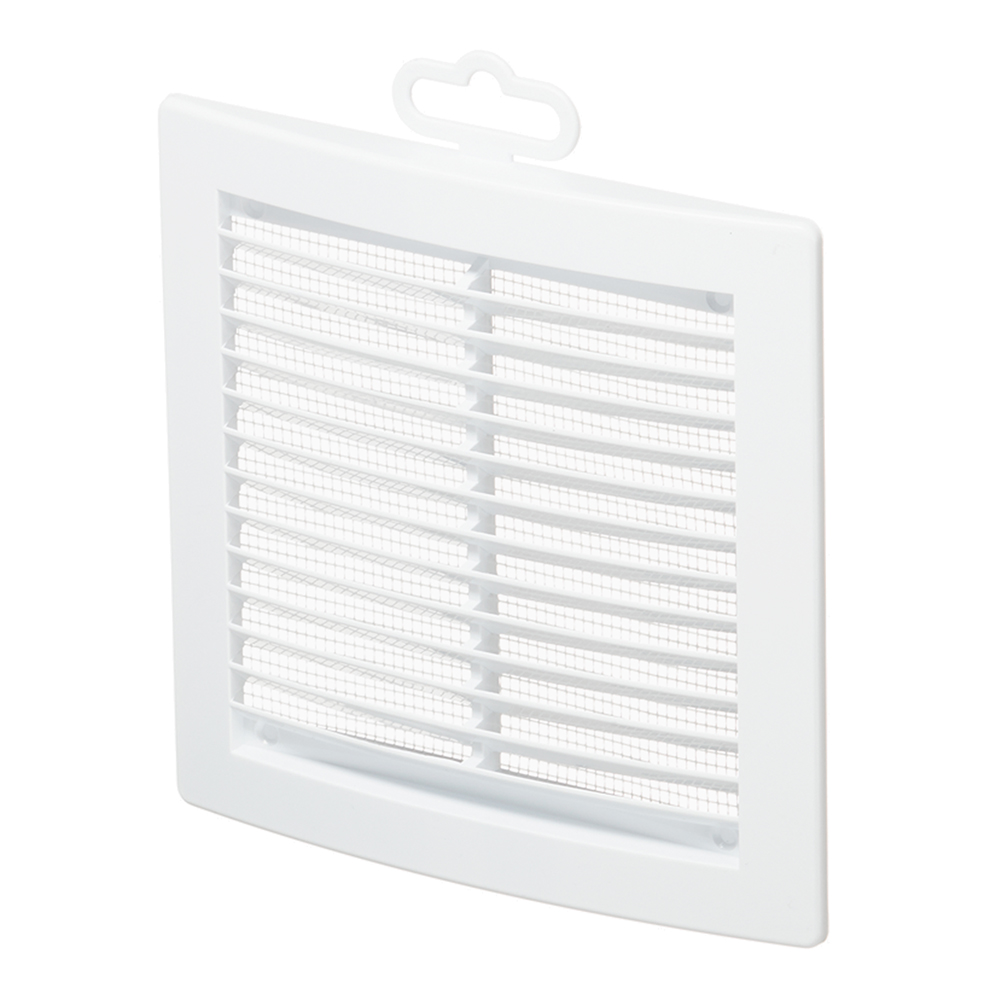 original-12146.jpg Решетка вентиляционная пластиковая приточно-вытяжная Era РЦ 150х150 мм с сеткой белая — изображение 1