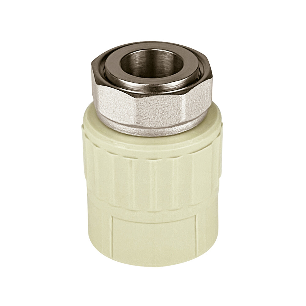 original-12278.jpg Муфта полипропиленовая Valfex с накидной гайкой 20 мм х 3/4 ВР(г) серая (10139120Г) — изображение 1