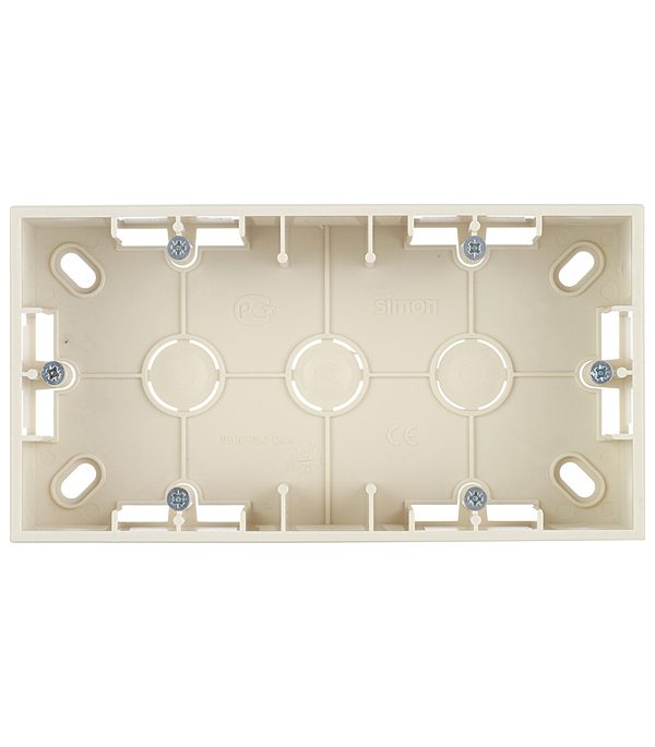 original-12348.jpg Коробка монтажная Simon 15 двухместная накладная слоновая кость (1590752-031) — изображение 1
