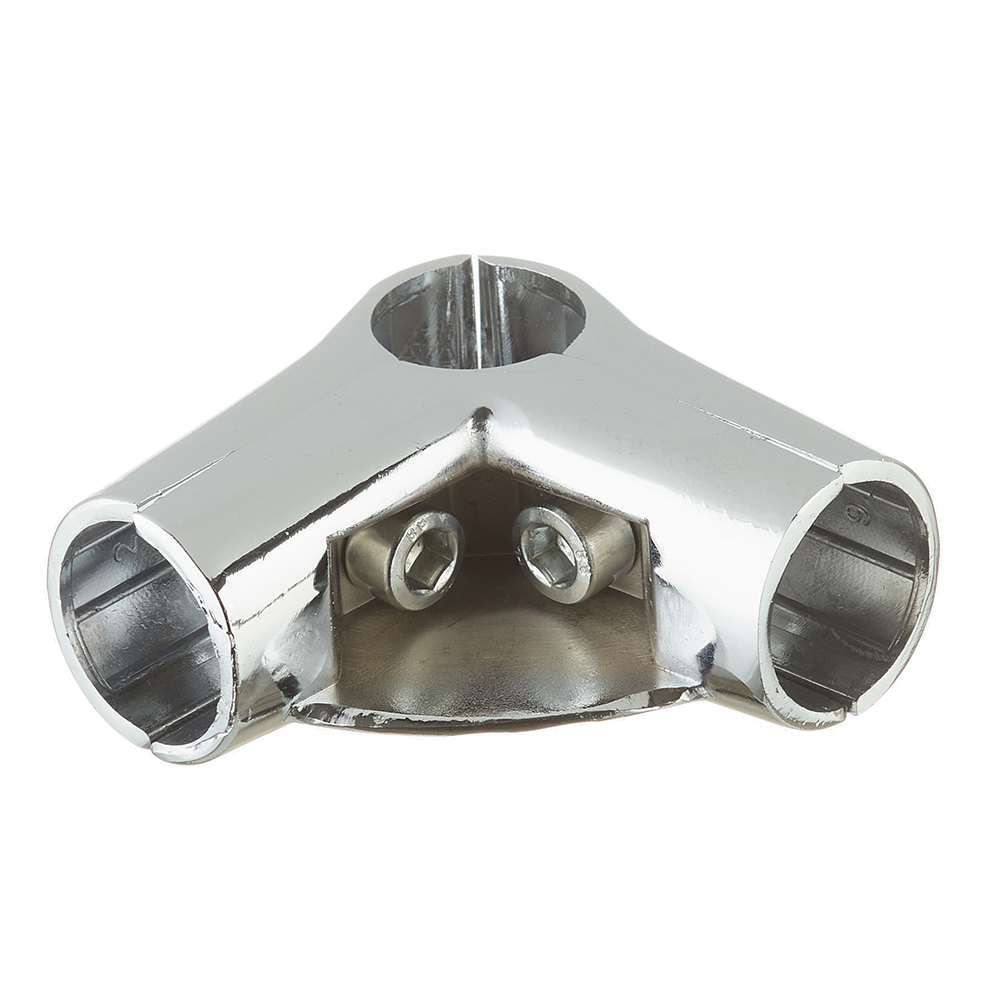 original-12486.jpg Соединитель угловой для трех труб к системе Joker d25 мм с площадкой хром — изображение 1