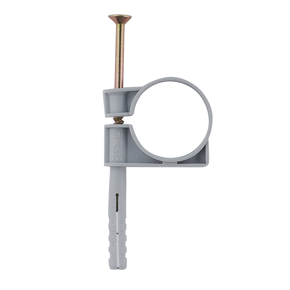 original-12500.jpg Хомут сантехнический 32-34 мм пластик с дюбелем для крепления трубы (2 шт.) — изображение 1