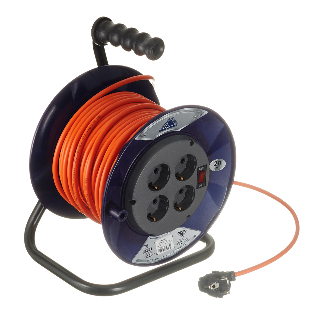 original-12626.jpg Удлинитель Партнер Электро с заземлением 20 м на катушке 2,2 кВт 4 розетки ПВС 3х1 кв.мм IP20 — изображение 1