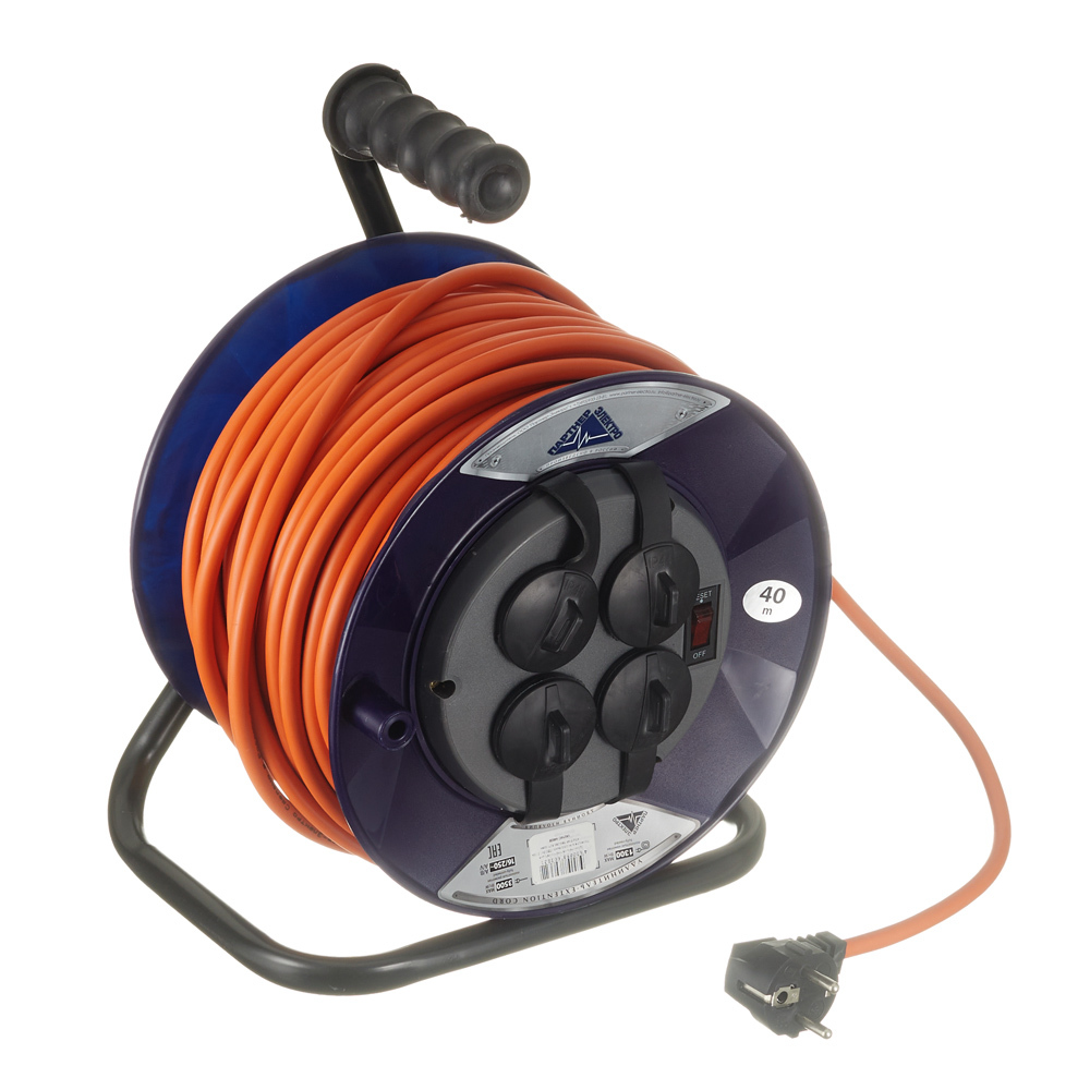 original-12706.jpg Удлинитель Партнер Электро с заземлением 40 м на катушке 3,5 кВт 4 розетки ПВС 3х1,5 кв.мм IP44 — изображение 1