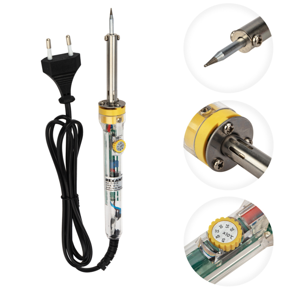 original-12762.jpg Паяльник электрический Rexant 30/50 Вт 230 В с регулировкой температуры (12-0170) — изображение 1