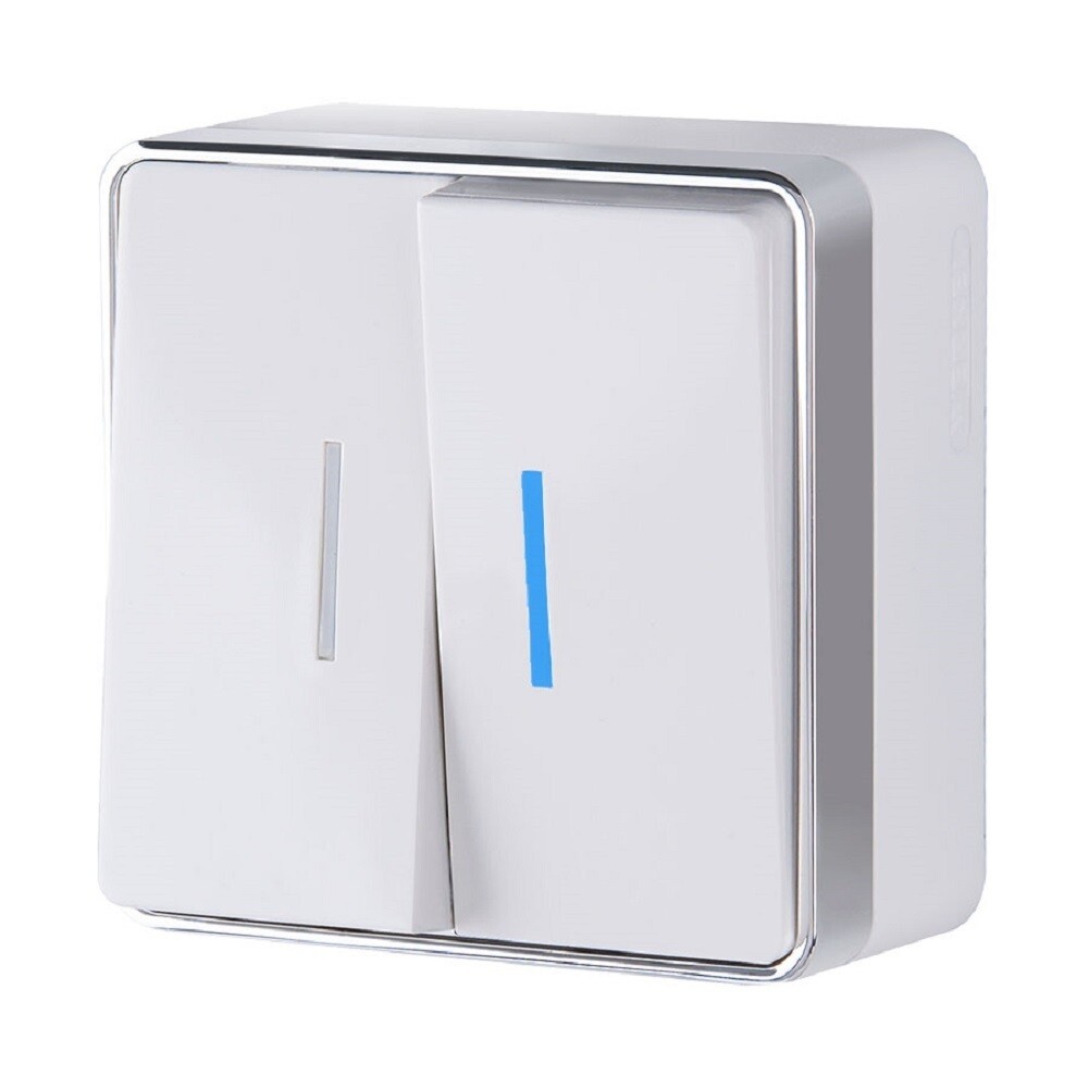 original-1278.jpg Выключатель Werkel Gallant двухклавишный накладной белый с подсветкой (a051586) — изображение 1