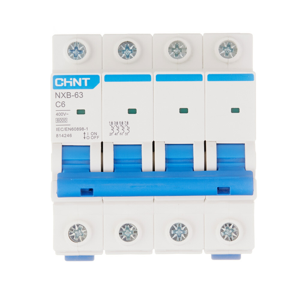 original-13122.jpg Автоматический выключатель модульный Chint NXB-63 4P 6А тип C 6 кА 400 В (814246) — изображение 1