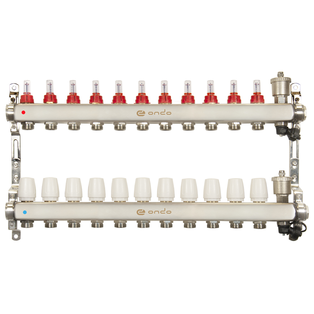 original-13221.jpg Коллекторная группа с расходомерами Ondo 1 ВР(г) х 11 выходов 3/4 НР(ш) ЕК х 1 ВР(г) — изображение 1