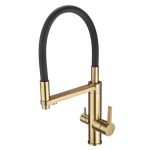 Смеситель для кухни Swedbe Select золото с гибким изливом с подключением к фильтру однорычажный (8440GO)