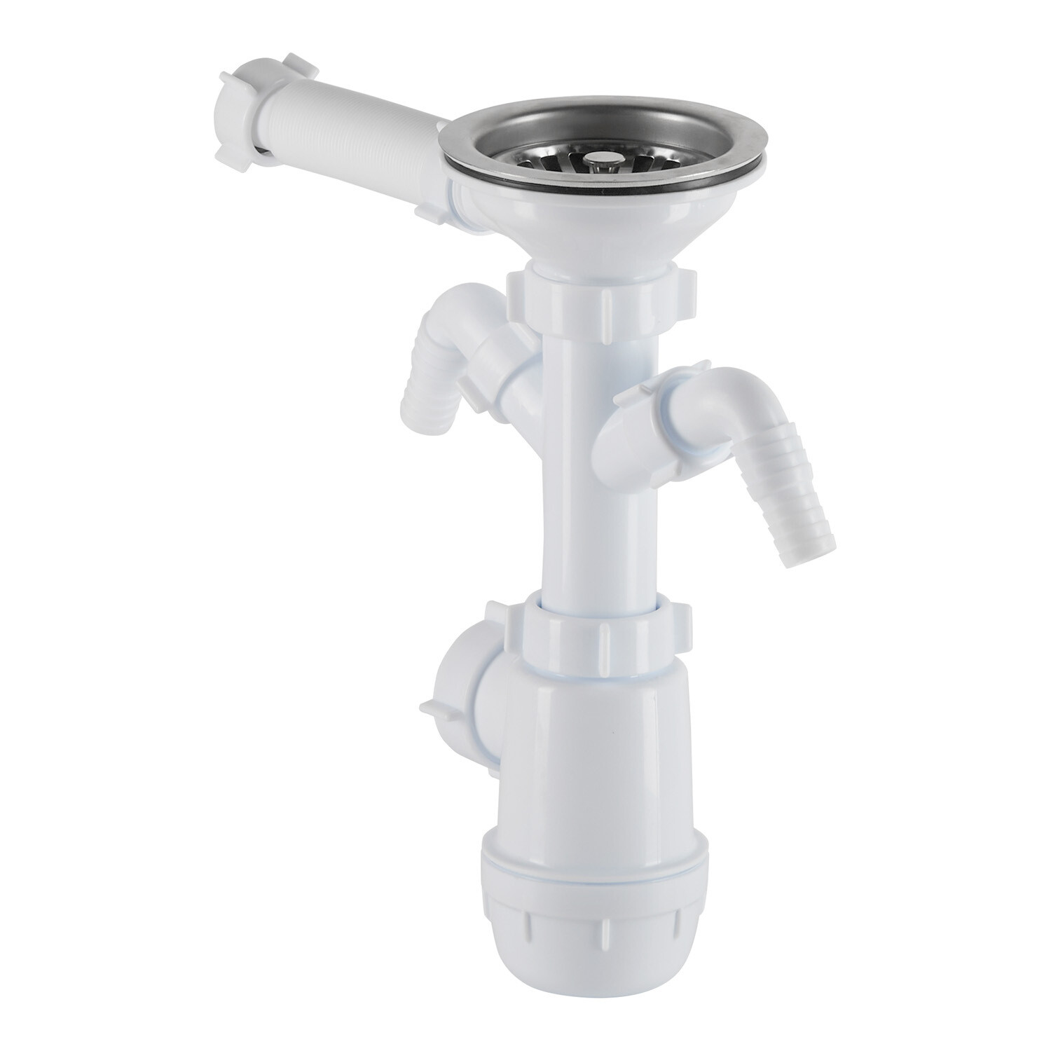 original-13275.jpg Сифон для мойки АНИ пласт 3 1/2х40 мм с выпуском d115 мм с переливом с соединением 40 мм (A0146SDIY) — изображение 1