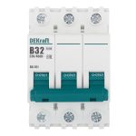 Автоматический выключатель модульный Dekraft BA-101 3P 32А тип B 4,5 кА 230/400 В (11033DEK)