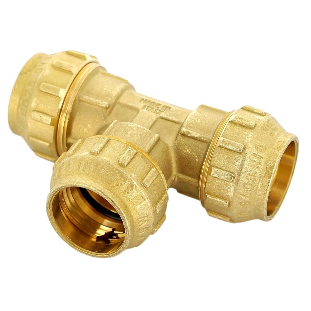 original-13641.jpg Тройник ПНД Tiemme компрессионный 50х50х50 мм латунь — изображение 1