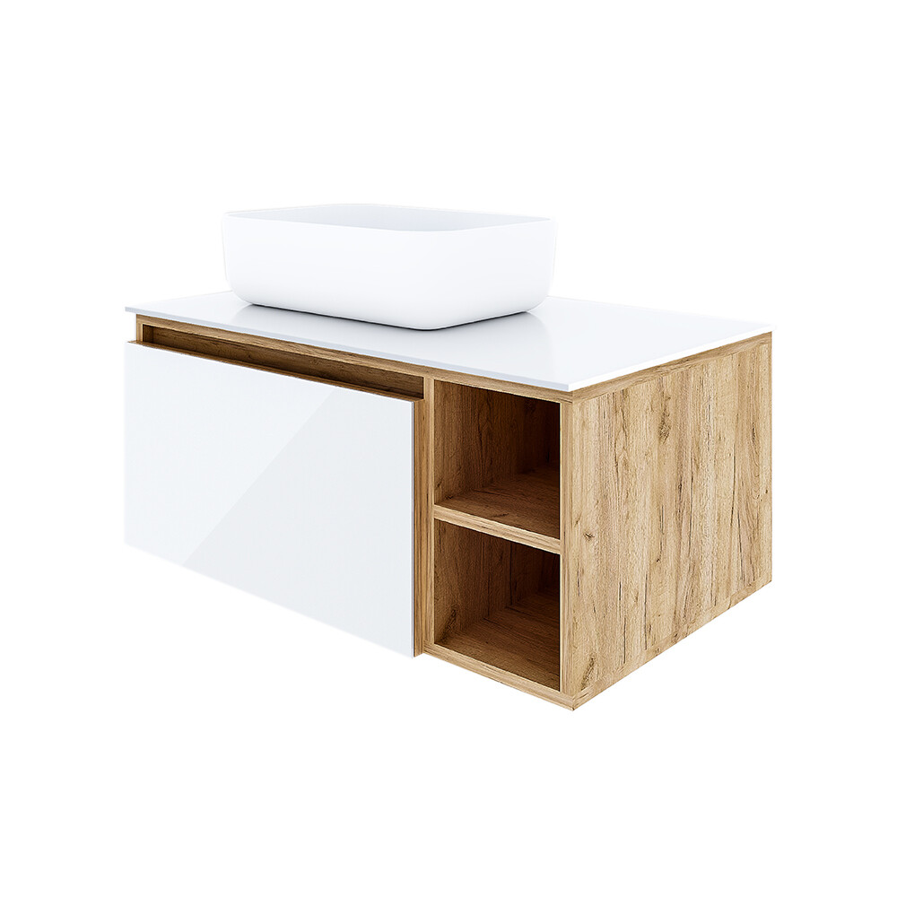 original-13697.jpg Тумба под раковину Ulitka Colombina 80 см подвесная белая/дуб золотой (74104279) — изображение 1