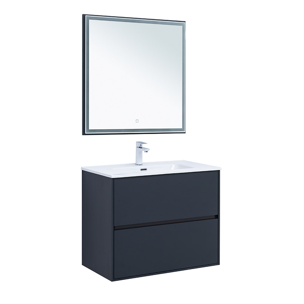 original-13712.jpg Тумба под раковину Lavelly Cube 80 см подвесная графит матовый (00316639) — изображение 1