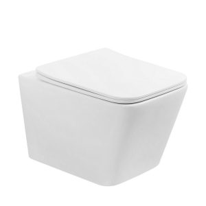 Унитаз подвесной Abber Rechteck безободковый белый с сиденьем дюропласт микролифт (AC1201T)