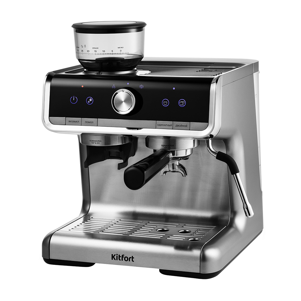 original-14321.jpg Кофейная станция рожковая Kitfort КТ-789 черная/серебро — изображение 1