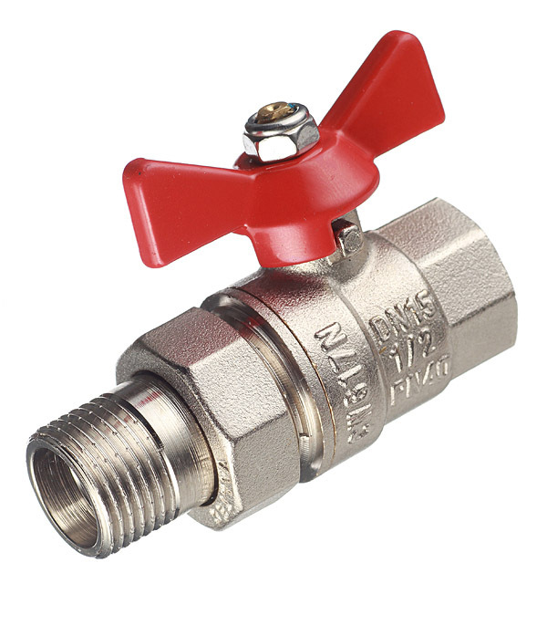 original-14417.jpg Кран шаровой латунный Valtec Base 1/2 ВР(г) х 1/2 НР(ш) бабочка с полусгоном прямой (VT.227.N.04) — изображение 1