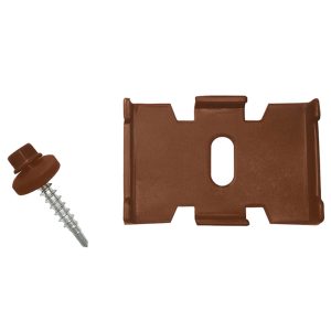 Крепление скоба-саморез для панелей 3D универсальное коричневое RAL 8017