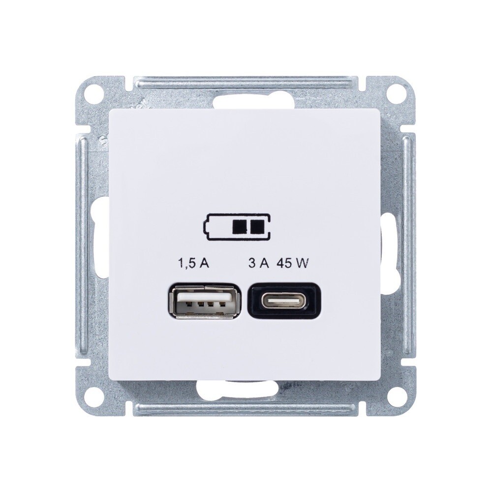 original-1449.jpg Розетка USB Systeme Electric AtlasDesign встраиваемая лотос USB-A/ Type-C (ATN001329) — изображение 1