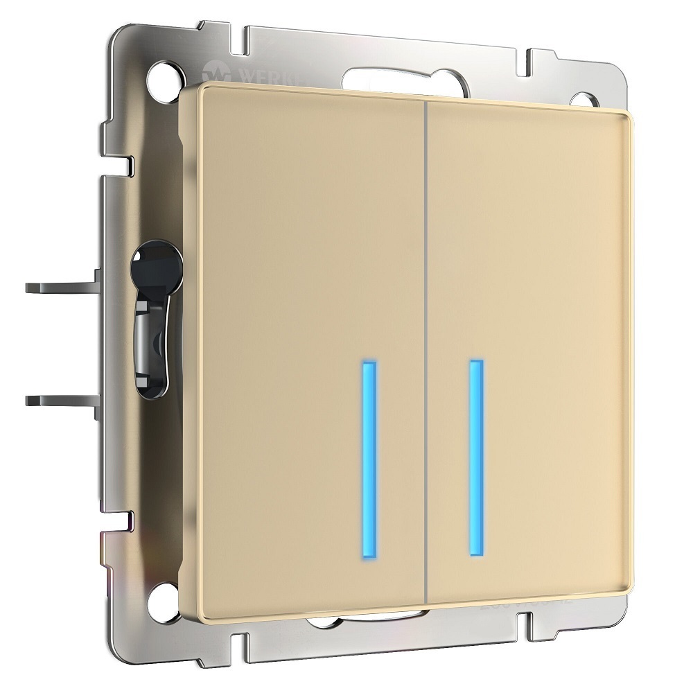 original-14691.jpg Выключатель Werkel двухклавишный встраиваемый шампань сенсорный с подсветкой (a057683) — изображение 1