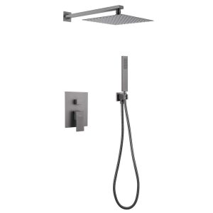 Душевая система Abber Daheim встраиваемая с верхним душем с лейкой со смесителем никель (AF8219NG)