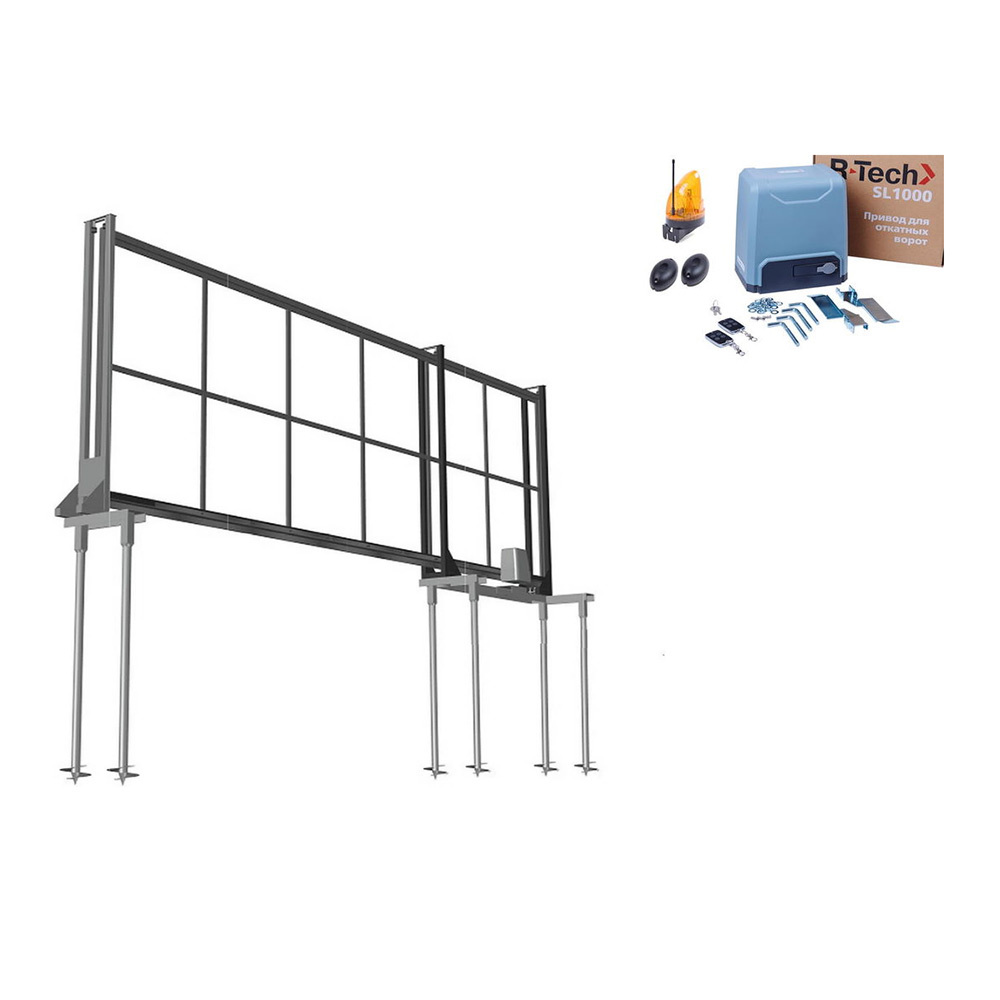 original-14801.jpg Ворота откатные каркас с автоматикой и комплектом под фундамент Оптима 4х2 м серые универсальные — изображение 1