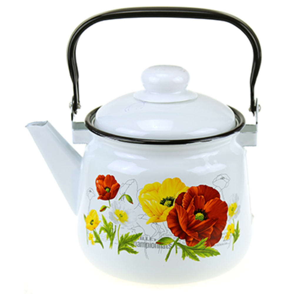 original-14859.jpg Чайник эмалированный Магнитогорская эмаль Маки-М 2,5 л белый — изображение 1