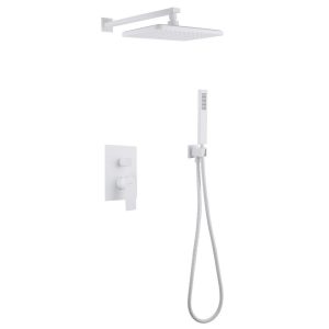Душевая система Abber Weiss Insel встраиваемая с верхним душем с лейкой со смесителем белая матовый (AF8018FW)