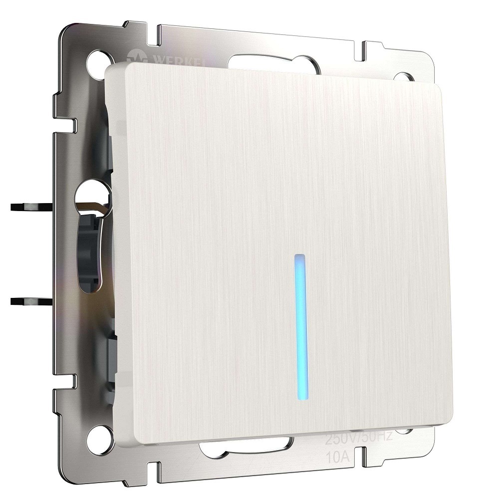 original-14874.jpg Выключатель Werkel одноклавишный встраиваемый перламутровый рифленый с подсветкой (a051177) — изображение 1