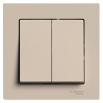 Выключатель Systeme Electric AtlasDesign двухклавишный встраиваемый песочный (ATN001252)