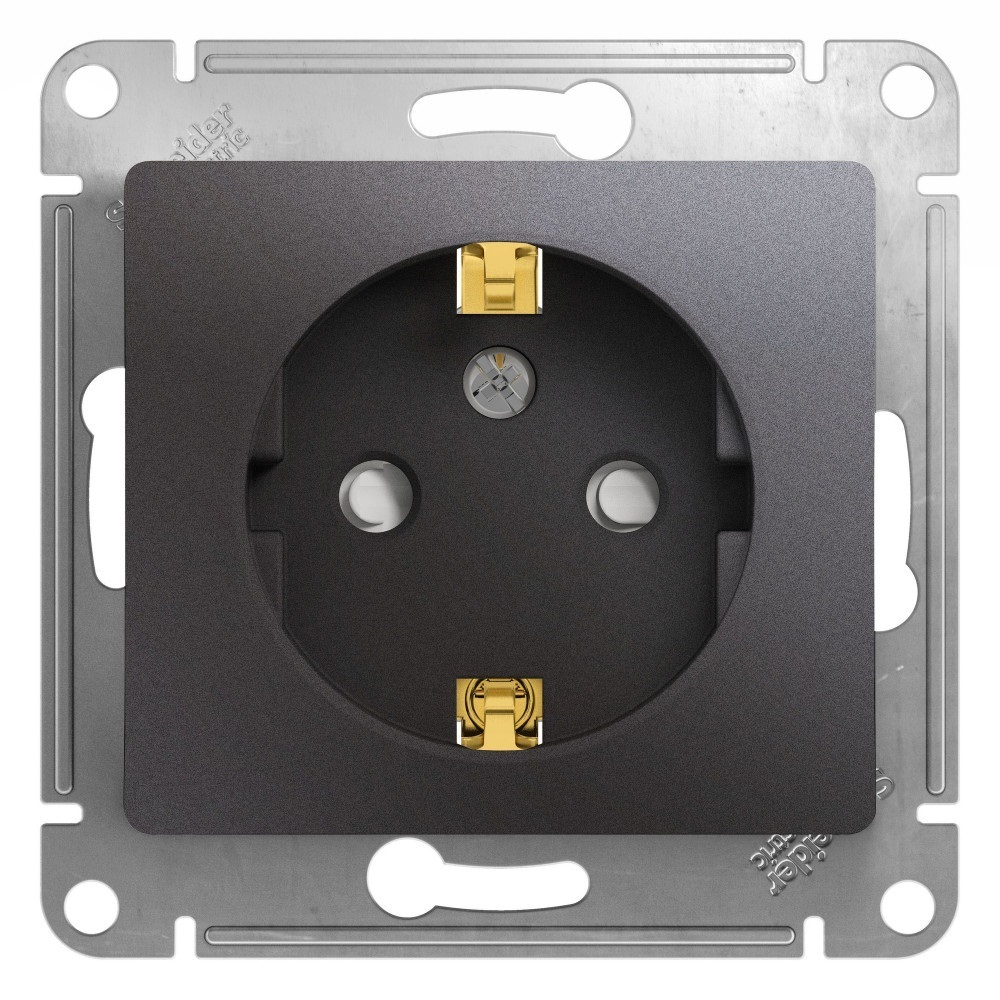 original-15076.jpg Розетка Systeme Electric Glossa встраиваемая графит со шторками (GSL001345) — изображение 1